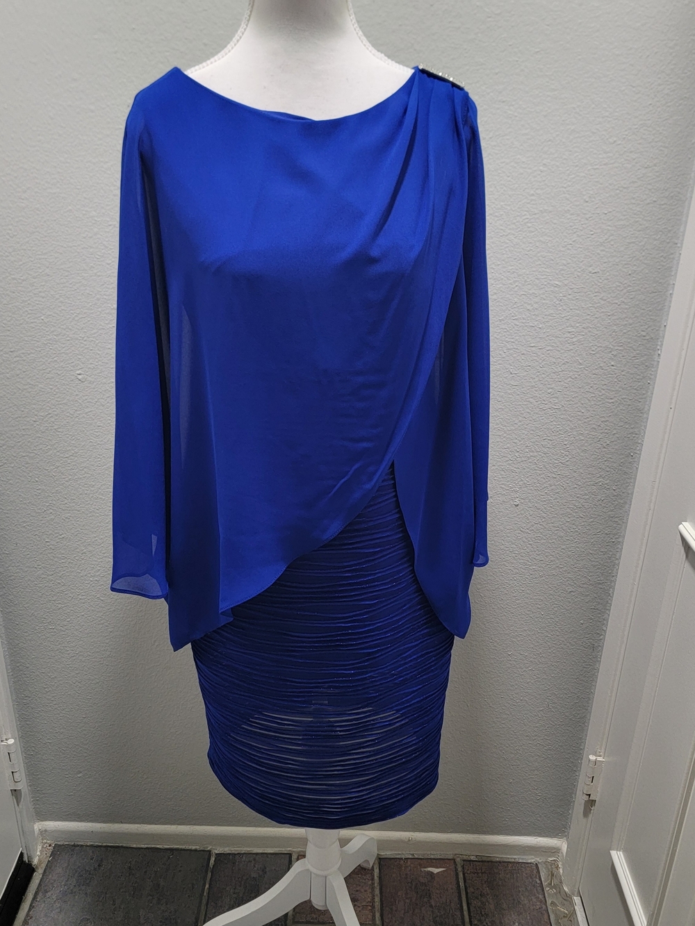 Joseph Ribkoff Signature Collection Cobalt Blue Draped Long-Sleeve Dress